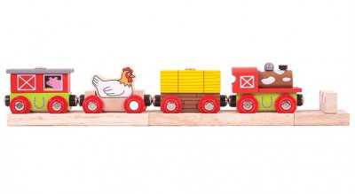 Bigjigs - farmářský vlak + 3 koleje