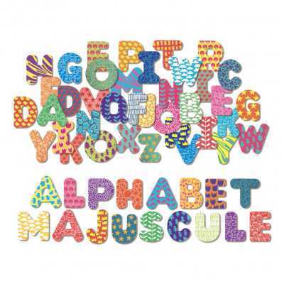 Dřevěné magnetky - tiskací abeceda - 56 ks