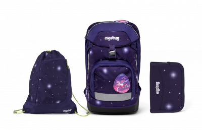 Školní set Ergobag prime Galaxy fialový 2023 - batoh + penál + sportovní pytel
