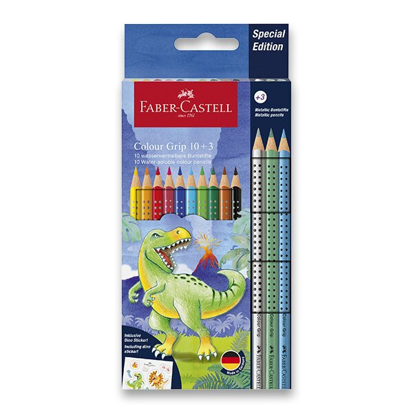 Pastelky Faber-Castell Colour Grip Dinosaurus - 10+3 ks