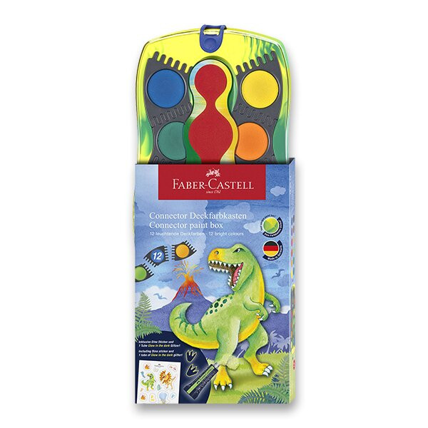 Vodové barvy Faber-Castell Connector Dinosaurus - 12 barev