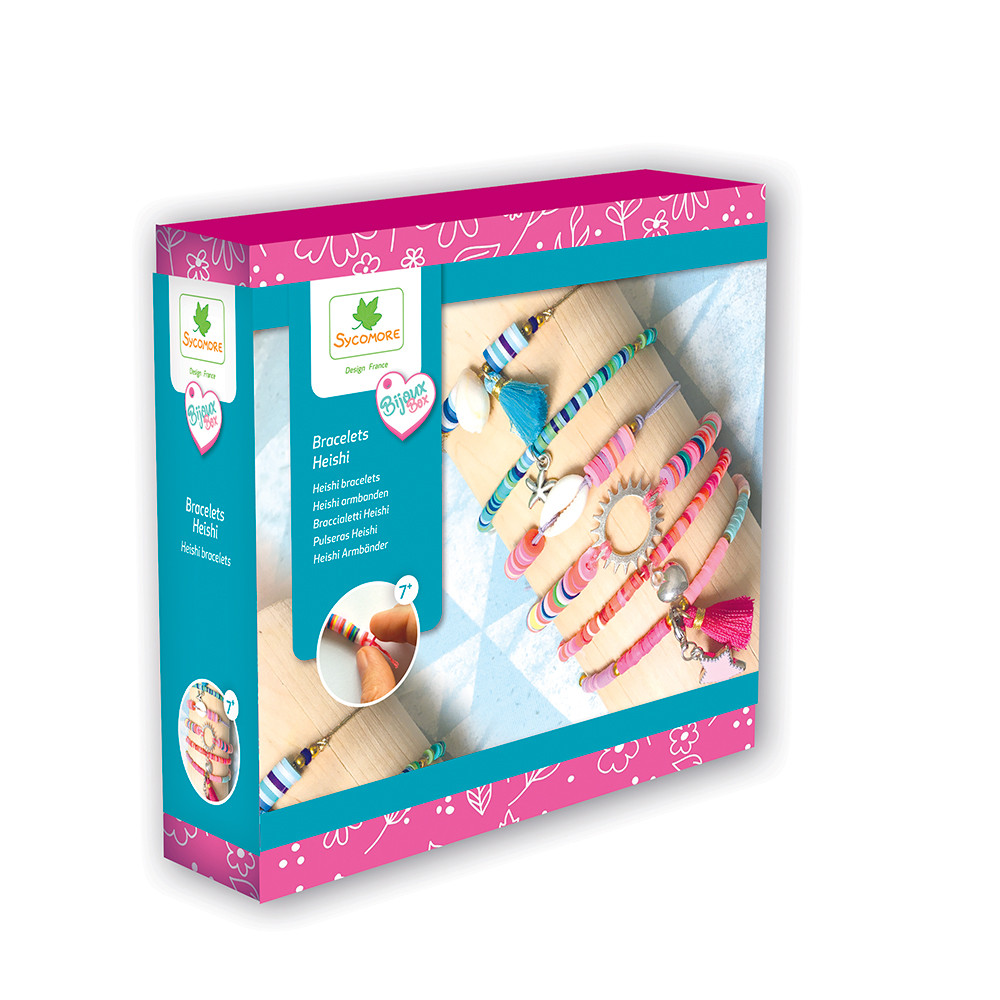 Výroba šperků - náramky z korálků Heishi - modrá a růžová