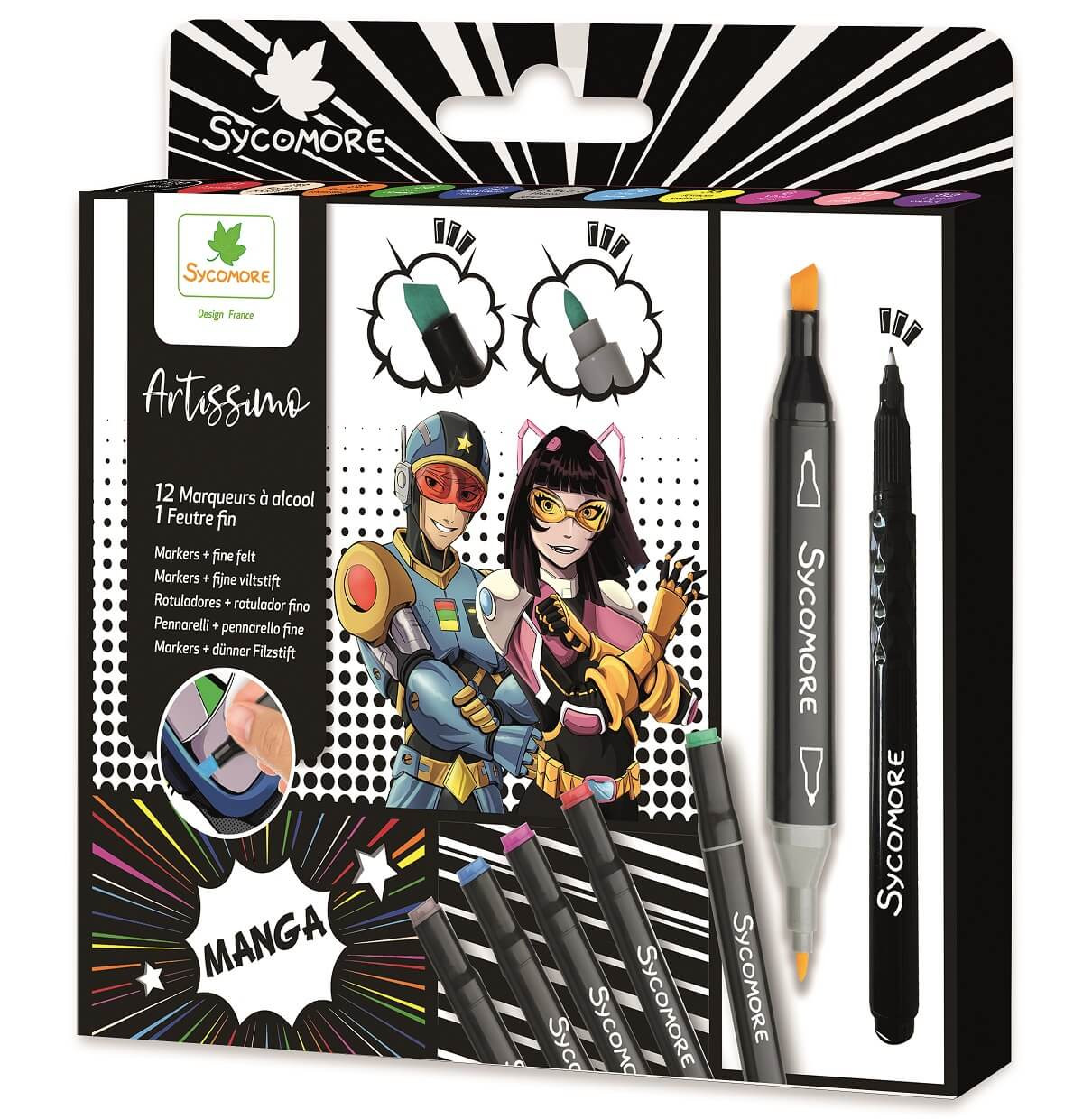 Artissimo - oboustranné lihové fixy se dvěma hroty - Manga