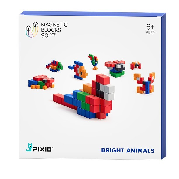PIXIO magnetická stavebnice - Bright Animals - 90 ks