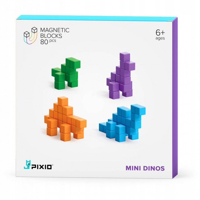 PIXIO magnetická stavebnice - Mini Dinos - 80 ks