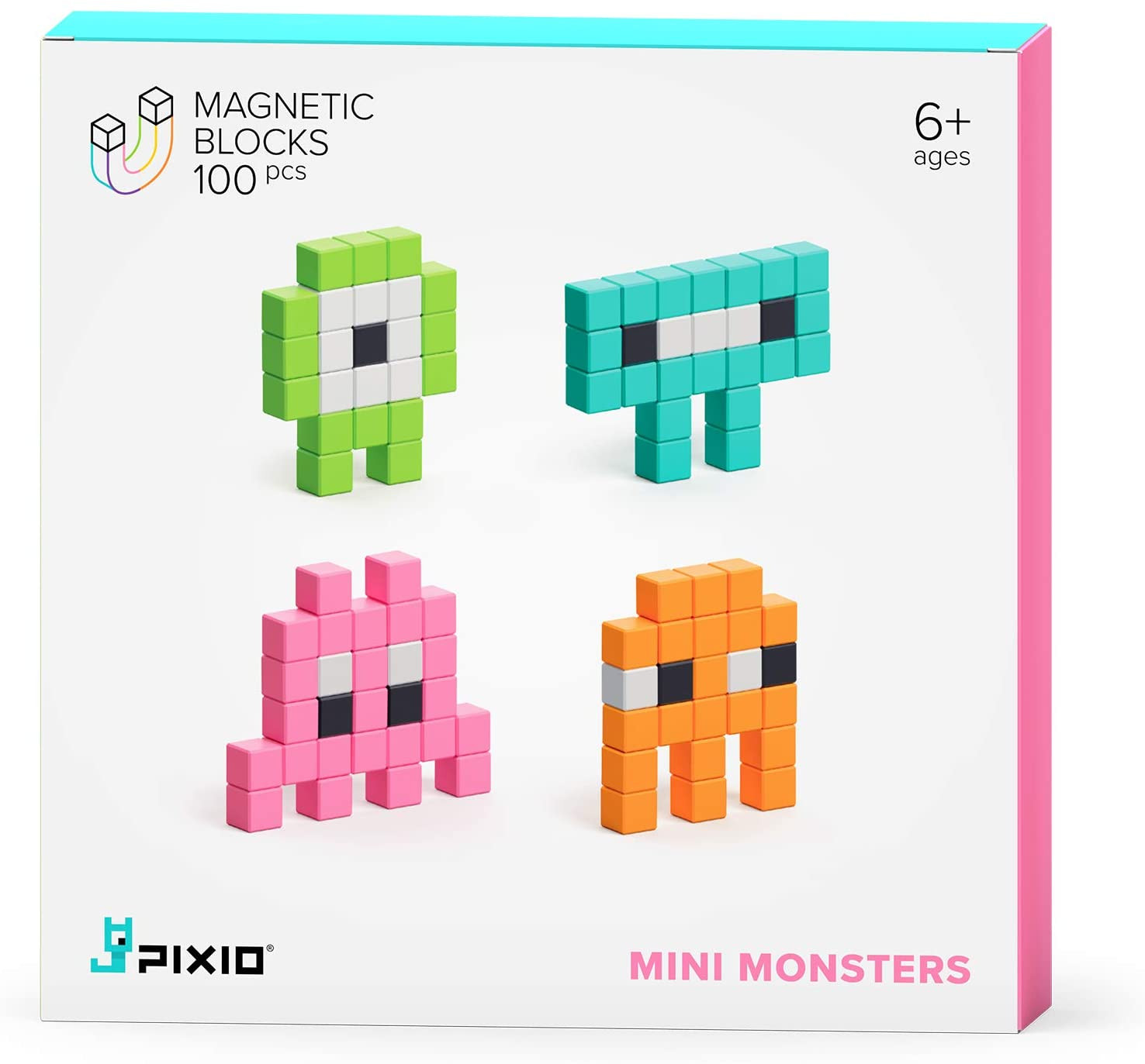 PIXIO magnetická stavebnice - Mini Monsters - 100 ks