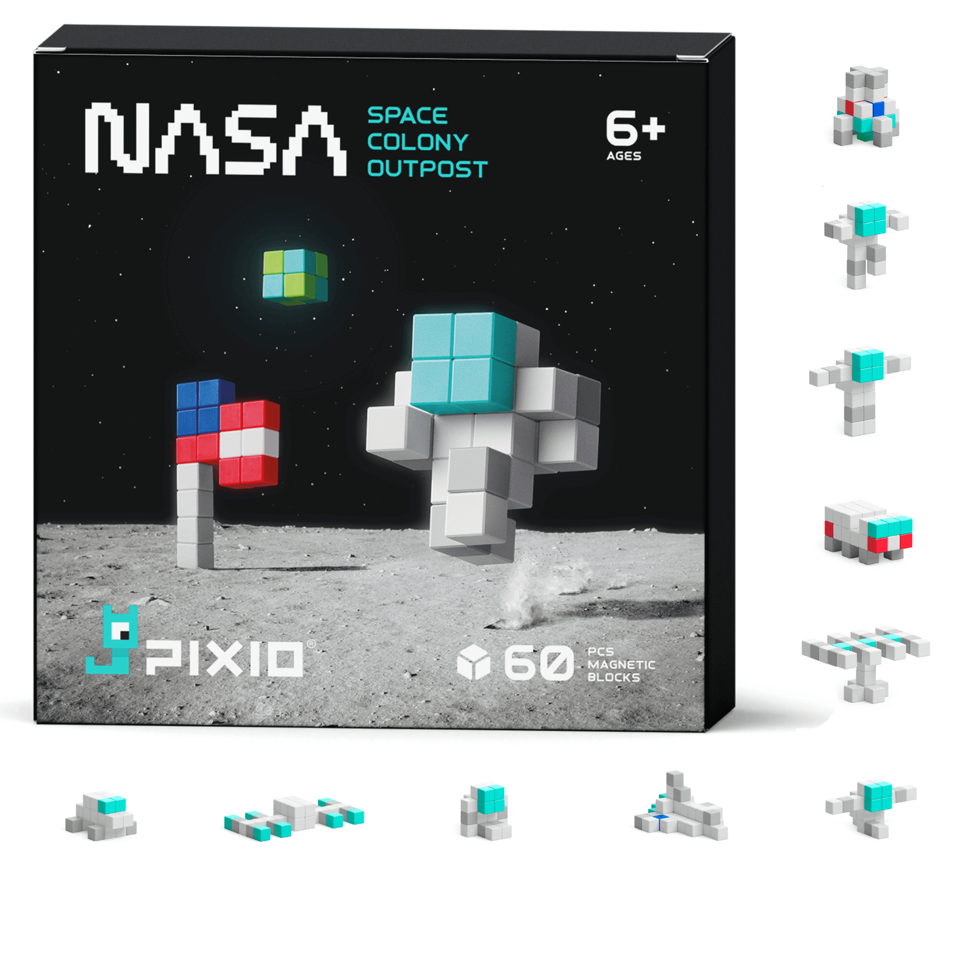 PIXIO magnetická stavebnice - NASA Space Colony - 60 ks