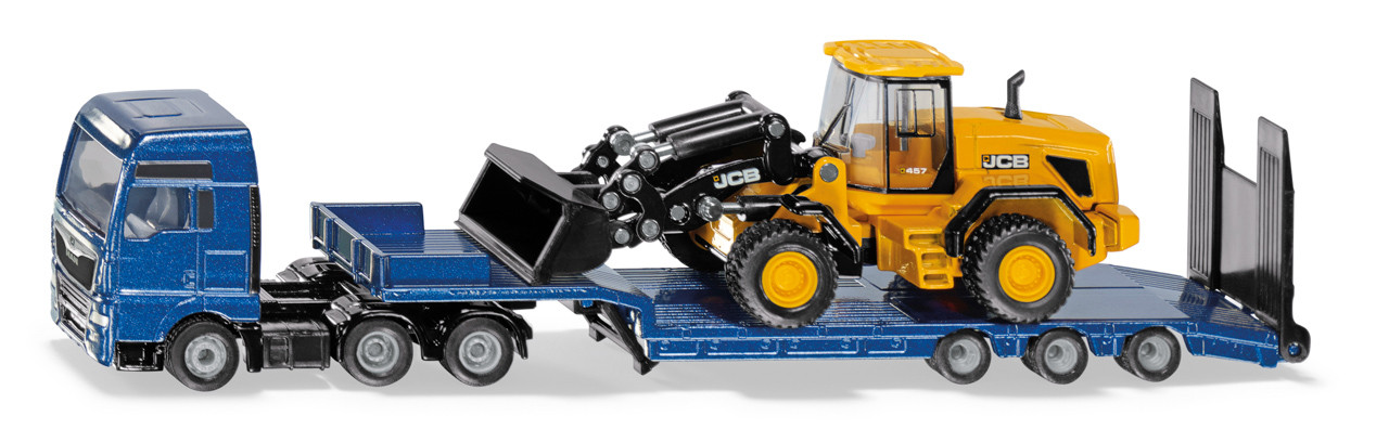 SIKU Super - nákladní automobil MAN s podvalníkem a kolovým nakladačem JCB